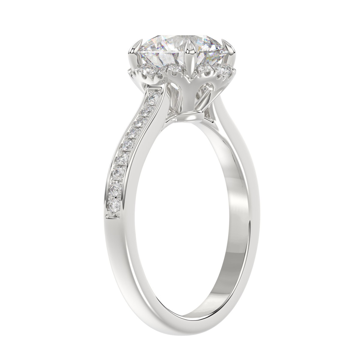 14K WHITE GOLD 2 1/4CT ROUND DIAMOND LADIES RING (CENTER STONE ROUND DIAMOND 2CT)