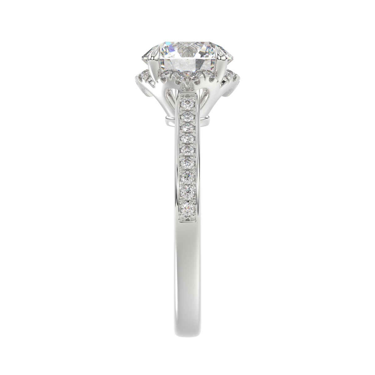 14K WHITE GOLD 2 1/4CT ROUND DIAMOND LADIES RING (CENTER STONE ROUND DIAMOND 2CT)