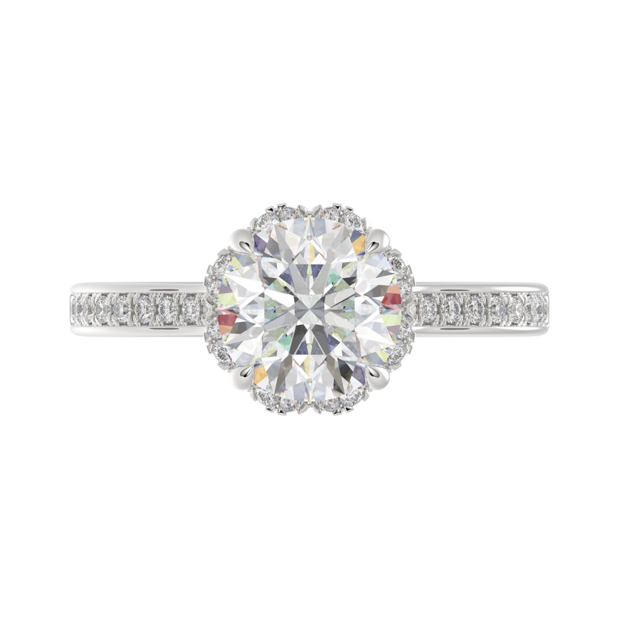 14K WHITE GOLD 2 1/4CT ROUND DIAMOND LADIES RING (CENTER STONE ROUND DIAMOND 2CT)