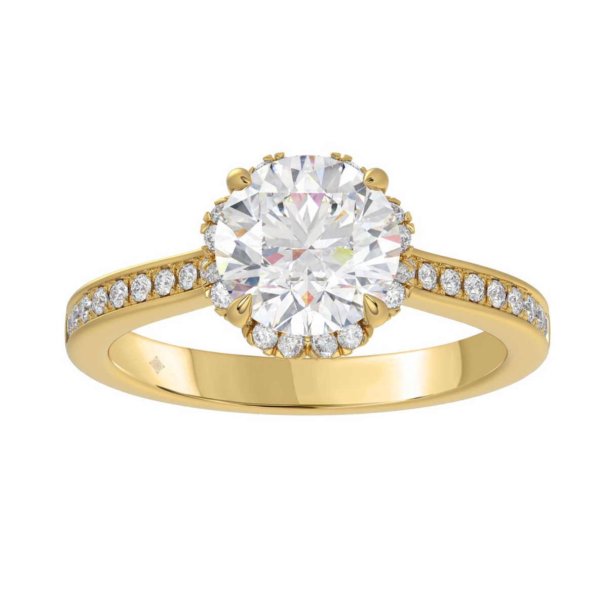 14K YELLOW GOLD 2 1/4CT ROUND DIAMOND LADIES RING ...