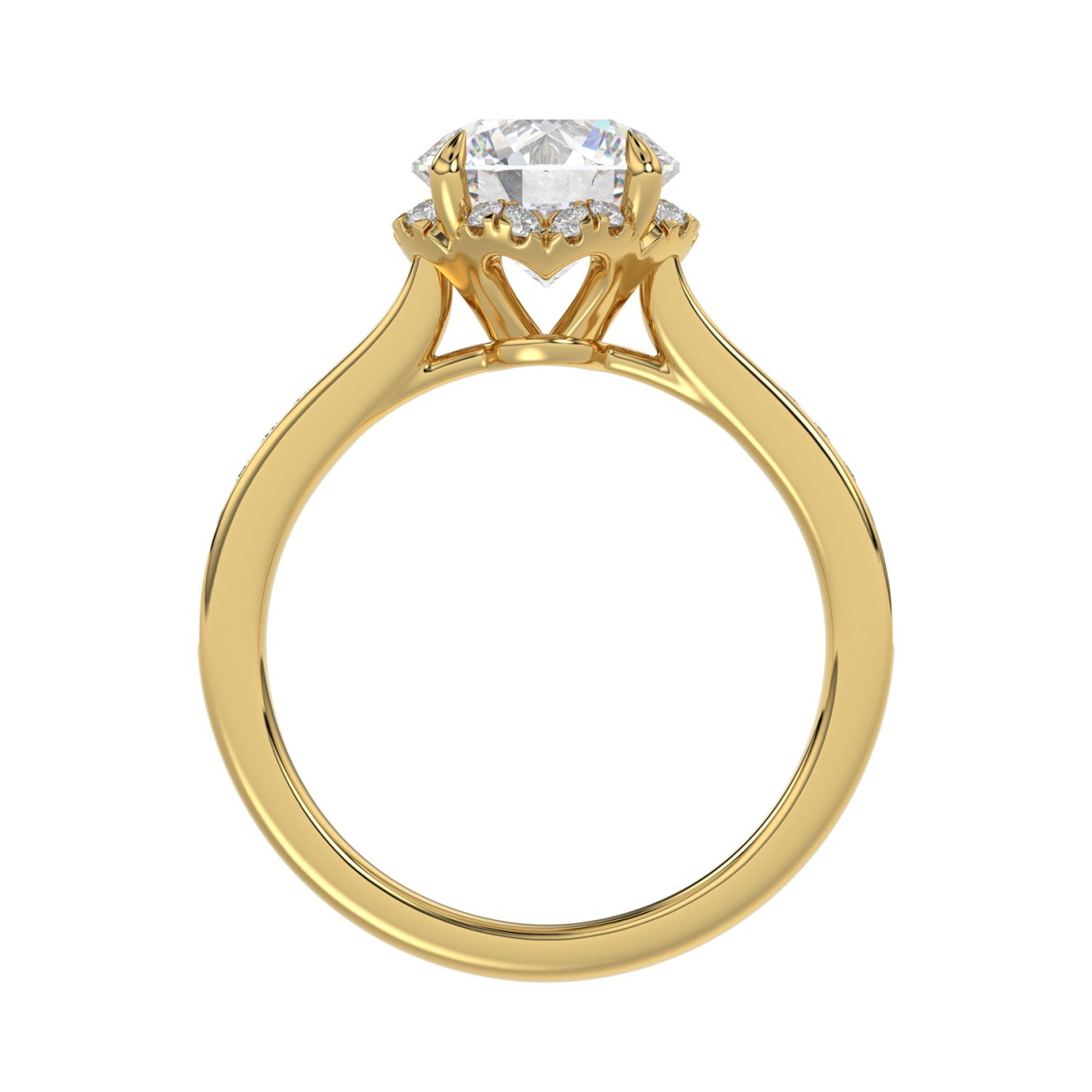 14K YELLOW GOLD 2 1/4CT ROUND DIAMOND LADIES RING (CENTER STONE ROUND DIAMOND 2CT)