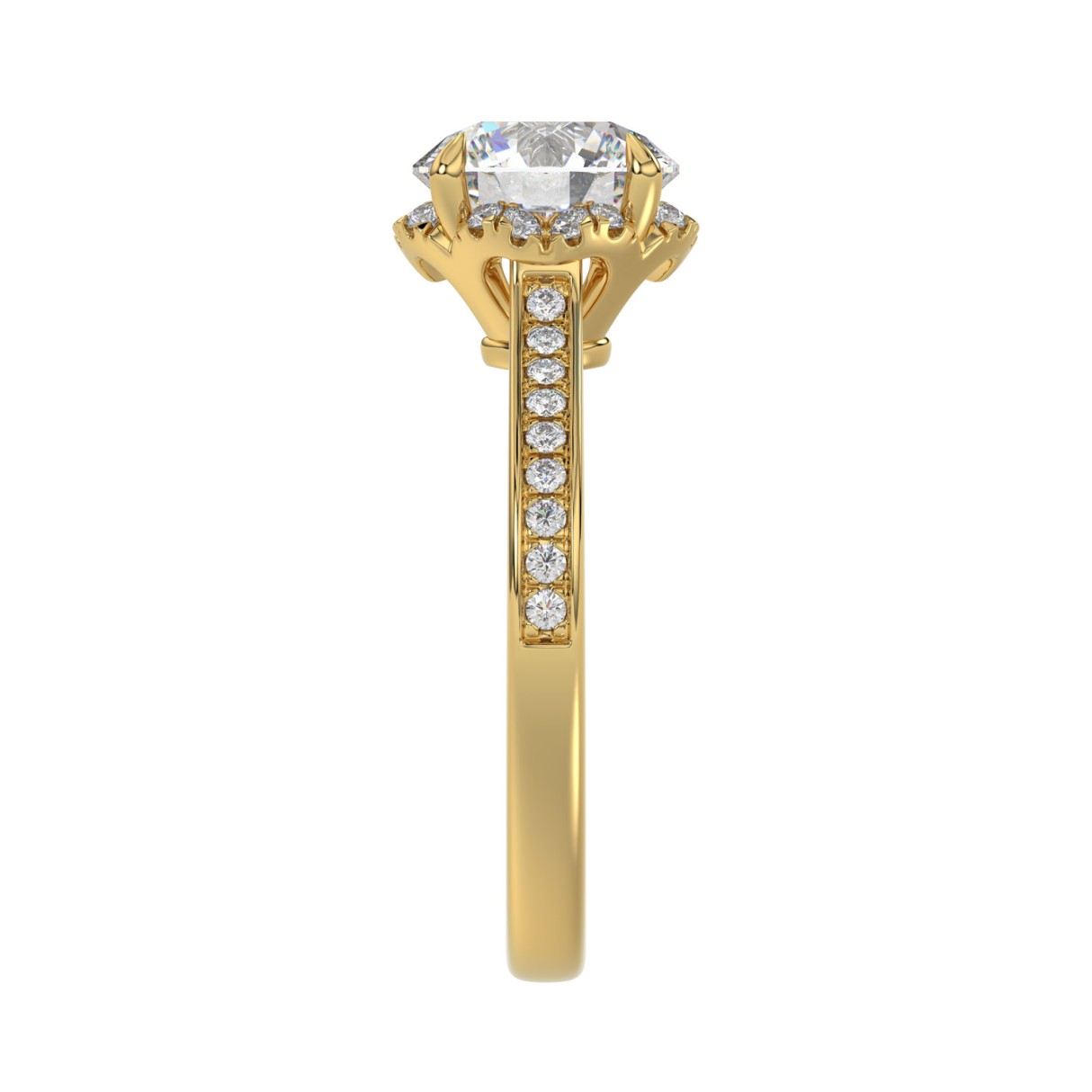 14K YELLOW GOLD 2 1/4CT ROUND DIAMOND LADIES RING (CENTER STONE ROUND DIAMOND 2CT)