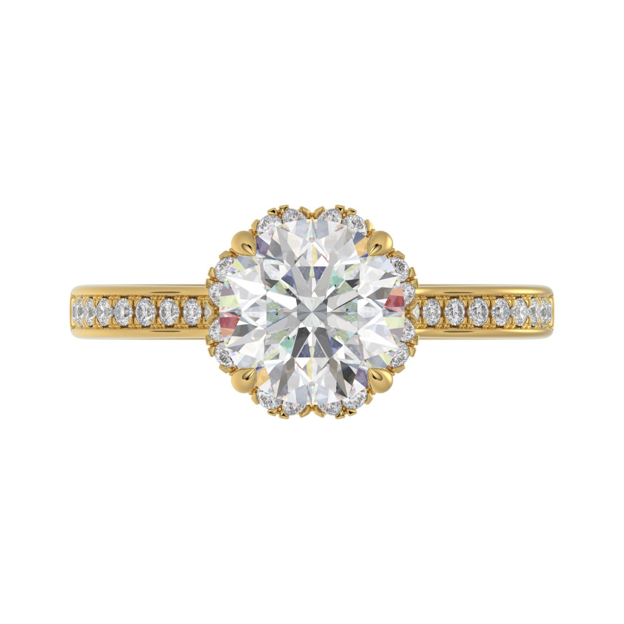 14K YELLOW GOLD 2 1/4CT ROUND DIAMOND LADIES RING (CENTER STONE ROUND DIAMOND 2CT)