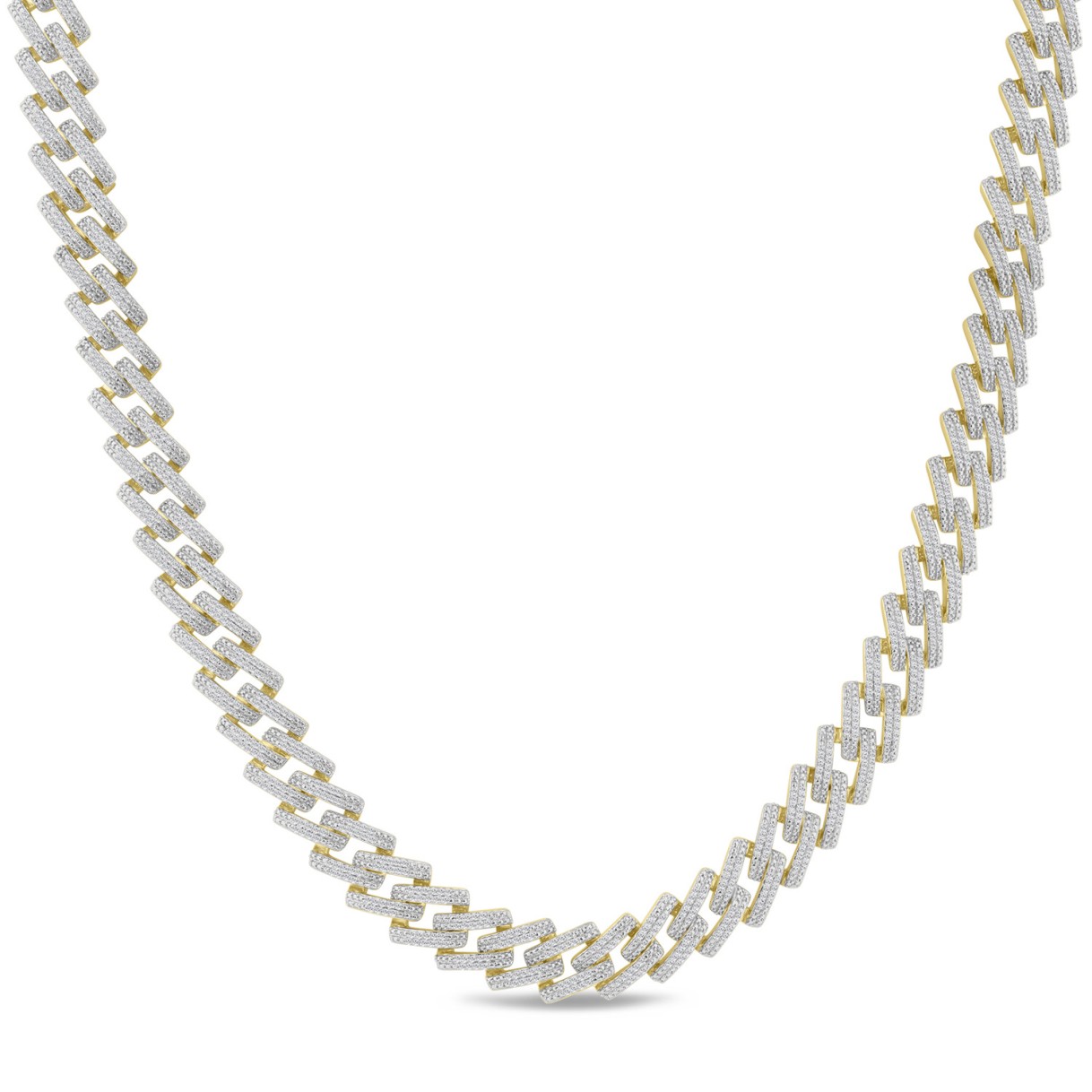14K YELLOW GOLD 4.00CT ROUND DIAMOND MEN'S NECKLAC...