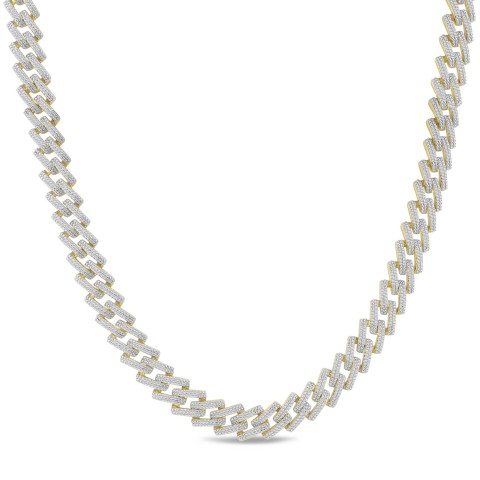 14K YELLOW GOLD 4.00CT ROUND DIAMOND MEN'S NECKLACE