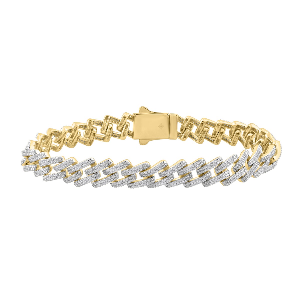 14K YELLOW GOLD 2.00CT ROUND DIAMOND MEN'S BRACELET