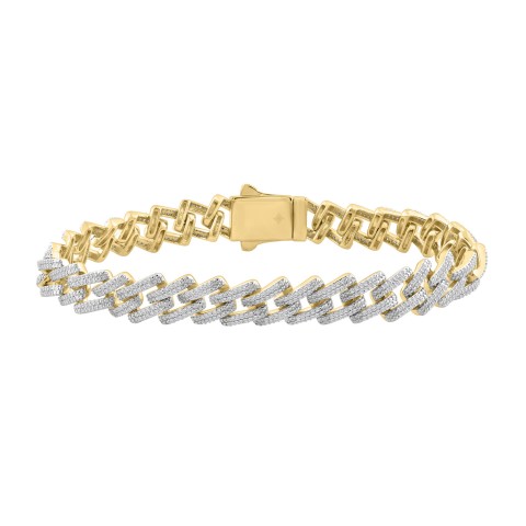 14K YELLOW GOLD 2.00CT ROUND DIAMOND MEN'S BRACELET