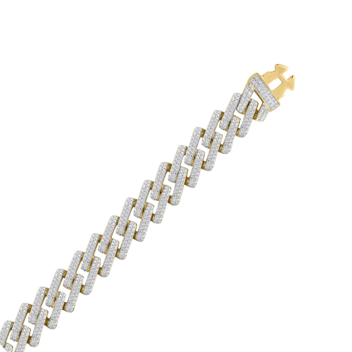 14K YELLOW GOLD 2.00CT ROUND DIAMOND MEN'S BRACELET