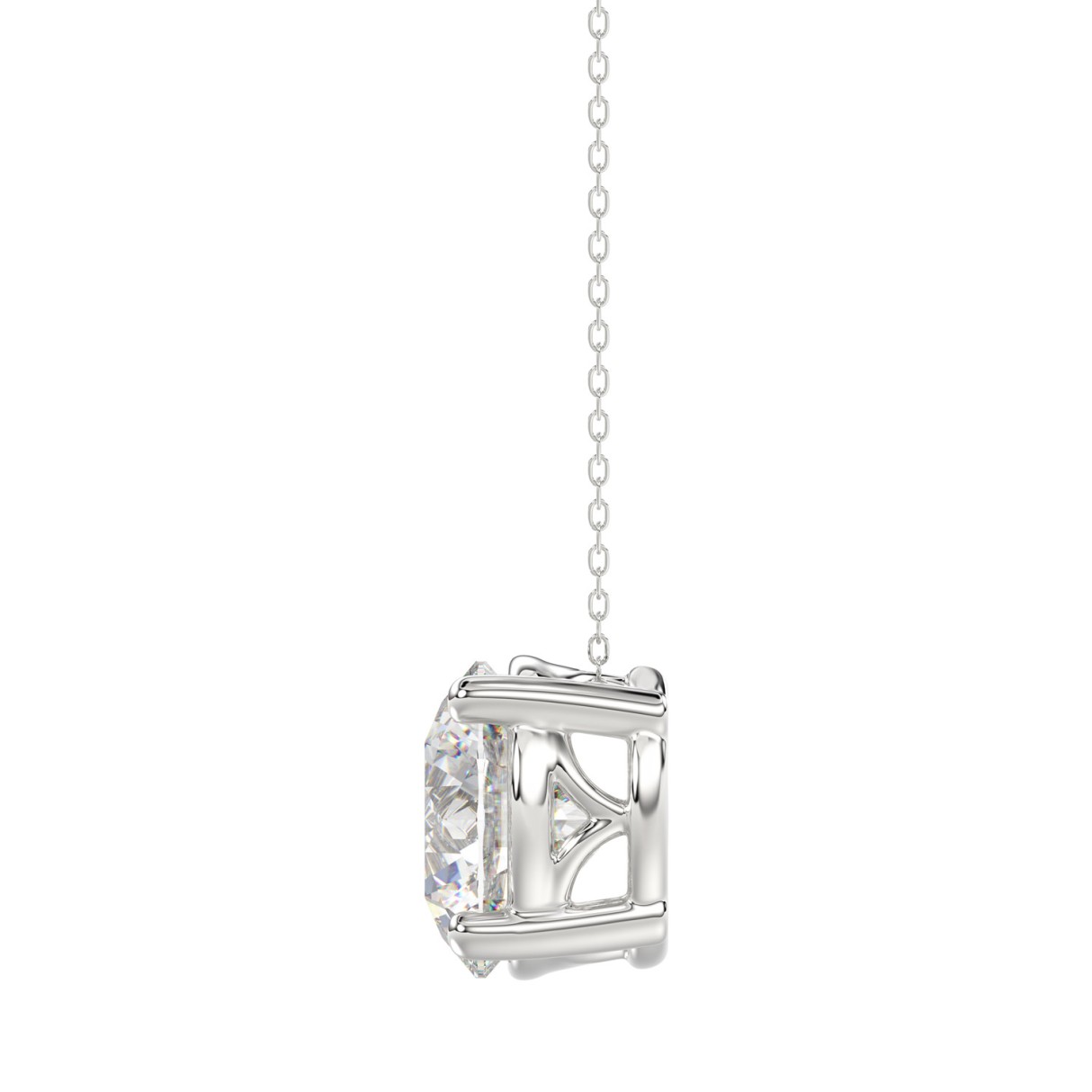 14K WHITE GOLD 4.00CT OVAL DIAMOND SOLITAIRE LADIES PENDANT WITH CHAIN