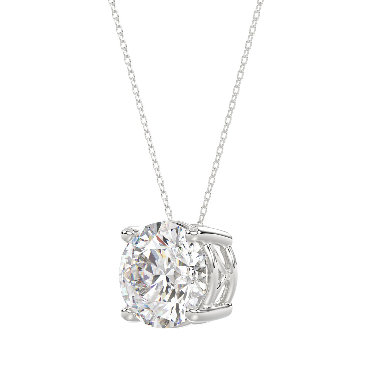 14K WHITE GOLD 4.00CT OVAL DIAMOND SOLITAIRE LADIES PENDANT WITH CHAIN