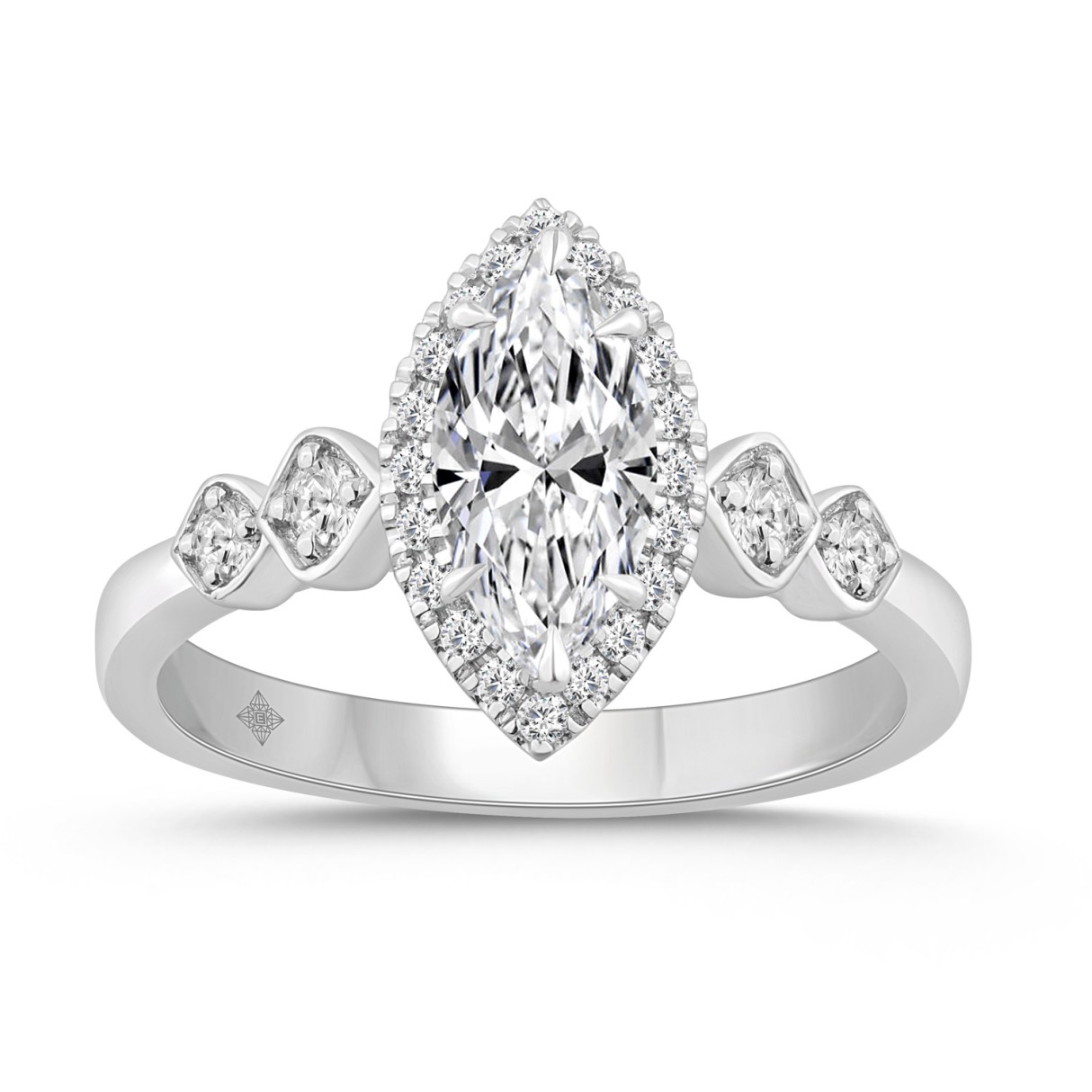 14K WHITE GOLD 1 1/4CT ROUND/MARQUISE DIAMOND LADI...