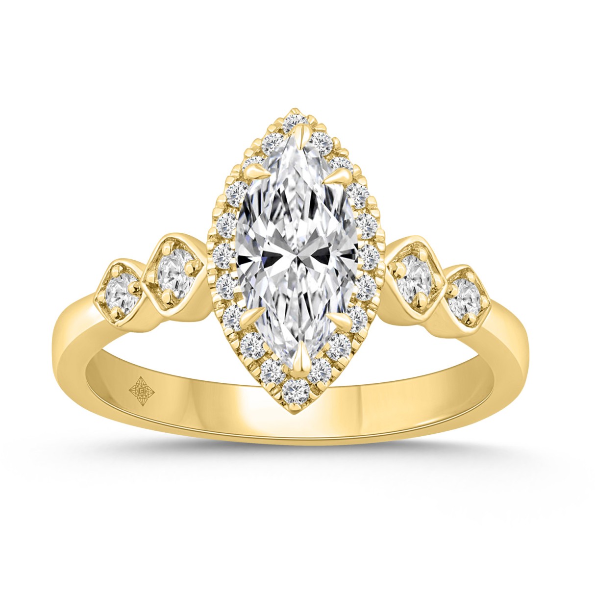 14K YELLOW GOLD 1 1/4CT ROUND/MARQUISE DIAMOND LAD...