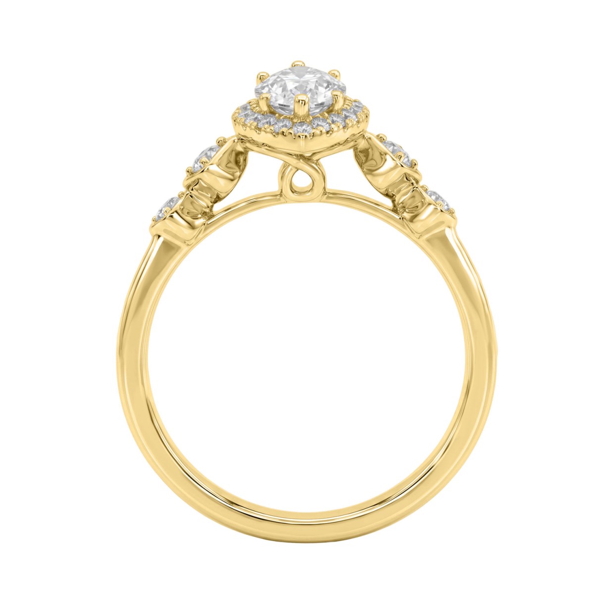 14K YELLOW GOLD 1 1/4CT ROUND/MARQUISE DIAMOND LADIES BRIDAL RING (CENTER STONE MARQUISE DIAMOND 1CT)
