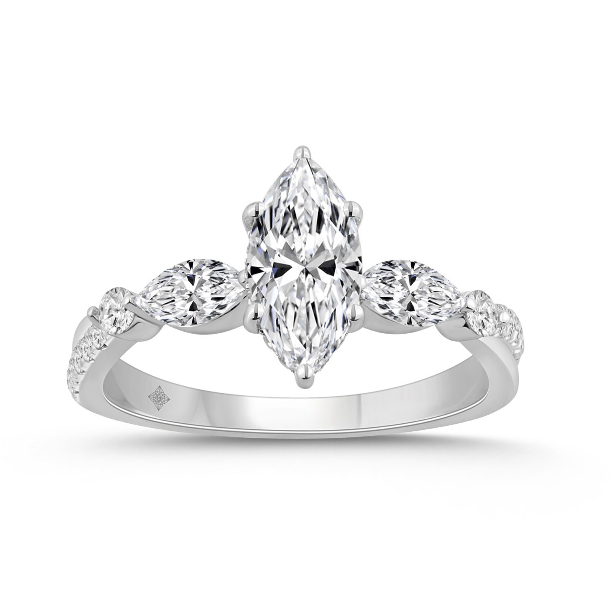 14K WHITE GOLD 1 1/2CT ROUND/MARQUISE DIAMOND LADI...