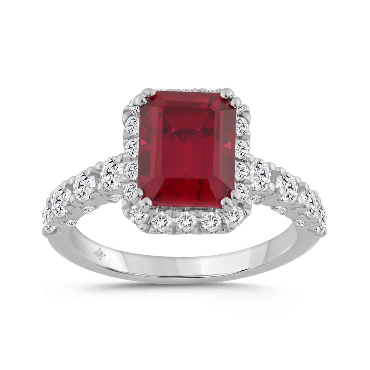 14K WHITE GOLD 1.00CT ROUND/RUBY EMERALD DIAMOND L...