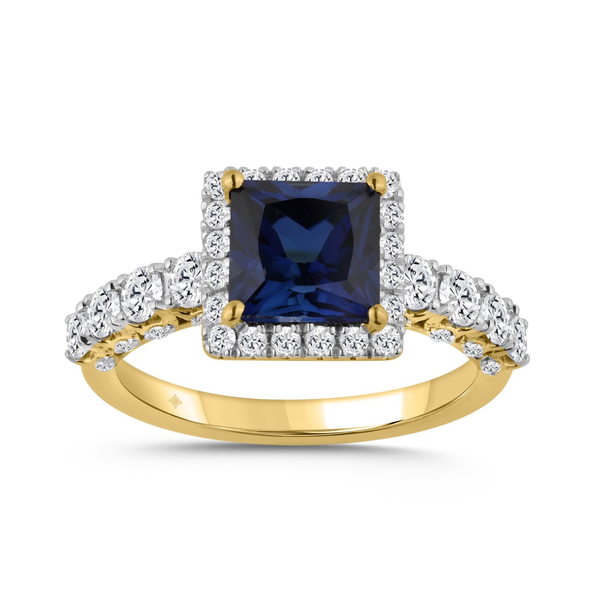 14K YELLOW GOLD 1.00CT ROUND/BLUE SAPPHIRE PRINCES...