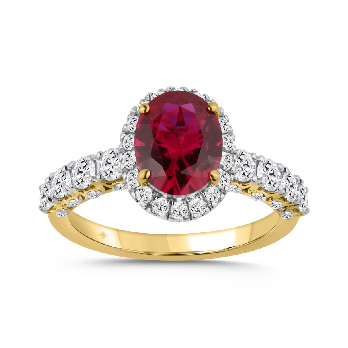 14K YELLOW GOLD 3 1/2CT ROUND/RUBY OVAL DIAMOND LA...
