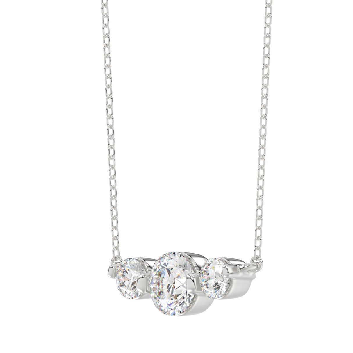 14K WHITE GOLD 1/2CT ROUND DIAMOND LADIES NECKLACE