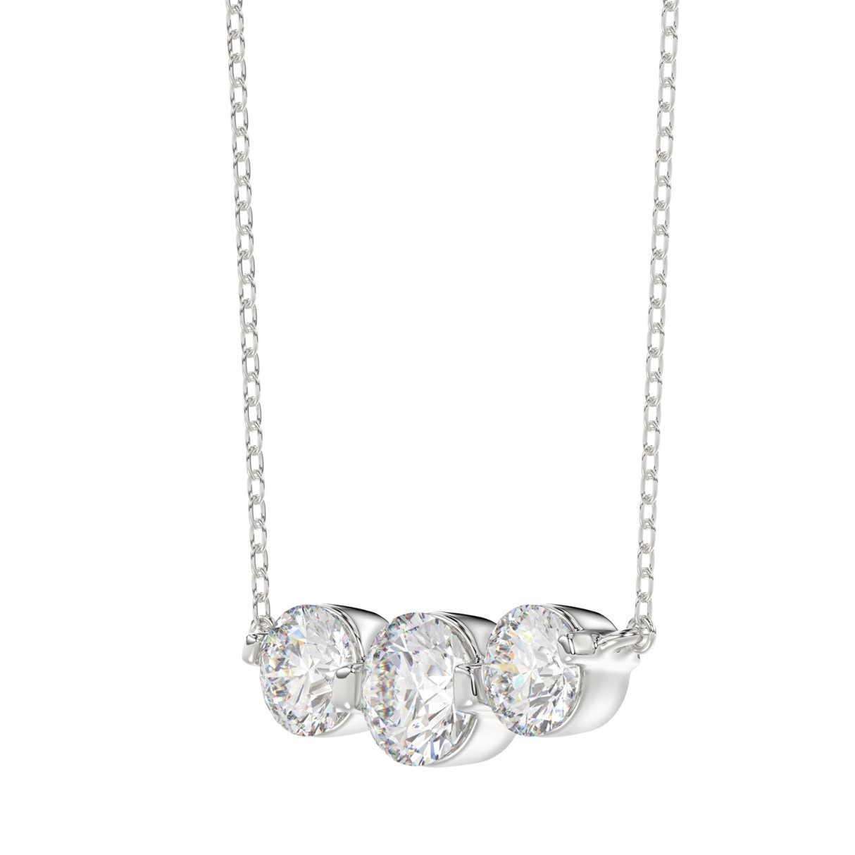 14K WHITE GOLD 3/4CT ROUND DIAMOND LADIES PENDANT WITH CHAIN