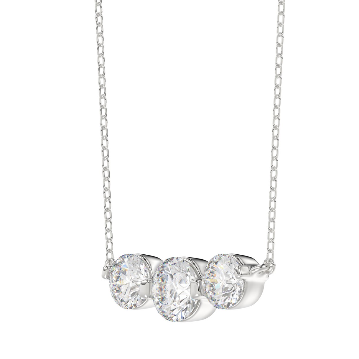 14K WHITE GOLD 3/4CT ROUND DIAMOND LADIES PENDANT WITH CHAIN