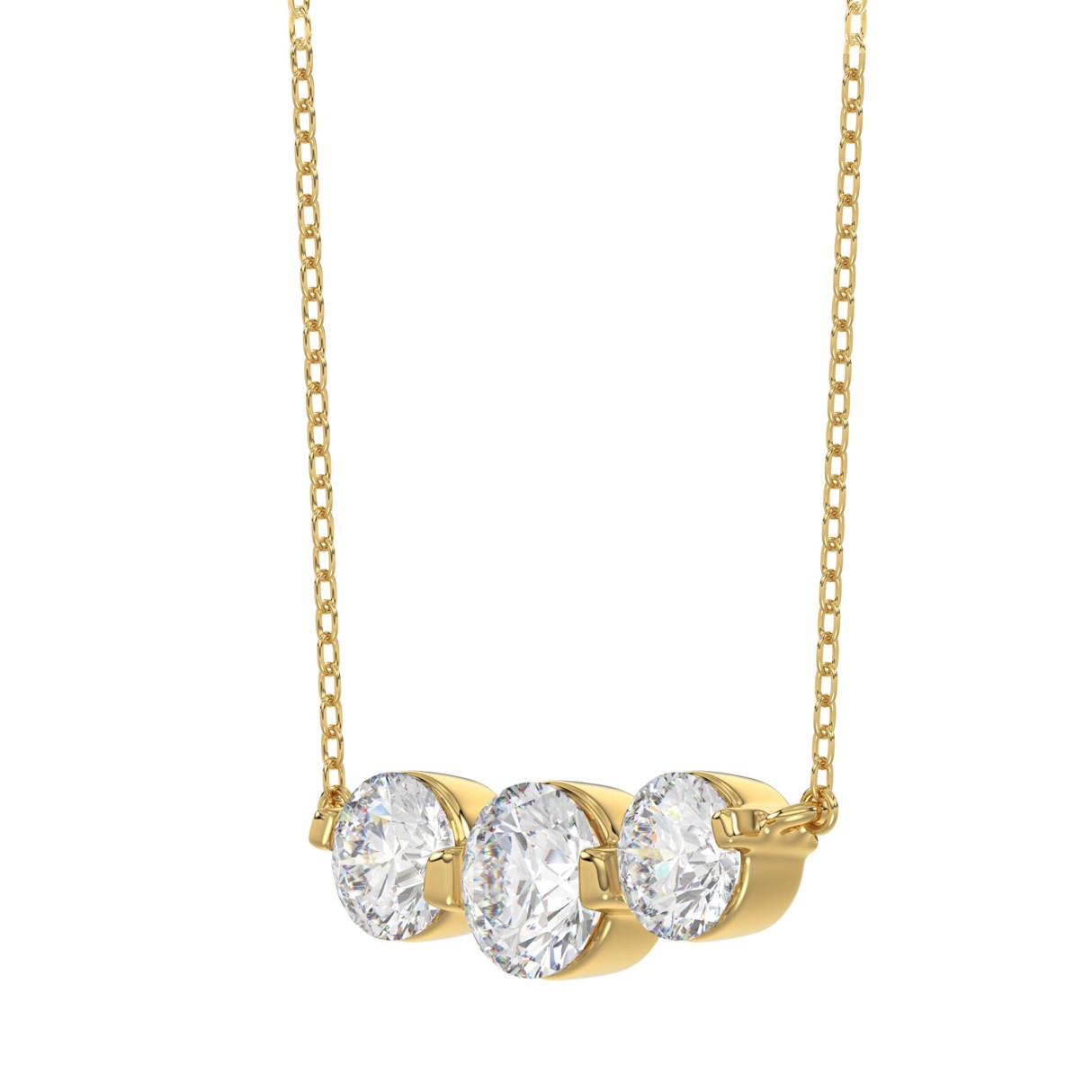 14K YELLOW GOLD 3/4CT ROUND DIAMOND LADIES PENDANT WITH CHAIN