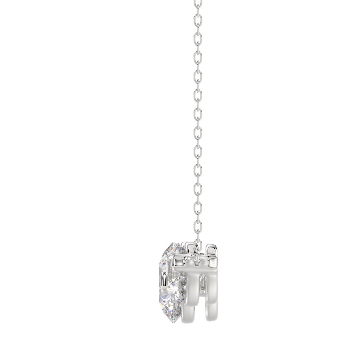 14K WHITE GOLD 1 1/2CT ROUND DIAMOND LADIES PENDANT WITH CHAIN
