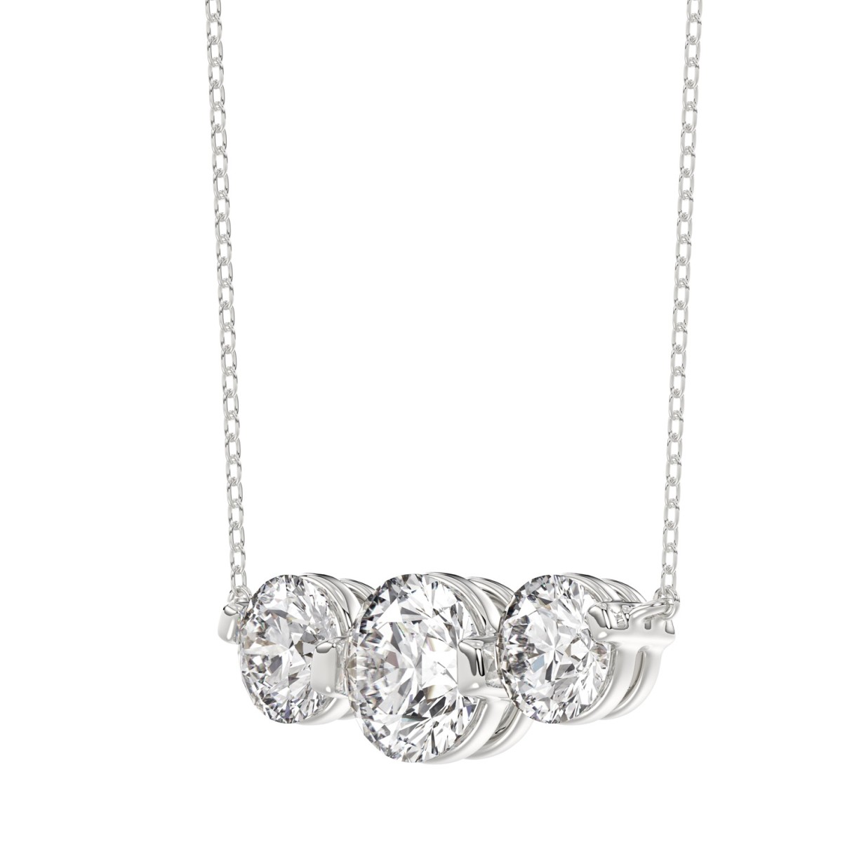 14K WHITE GOLD 1 1/2CT ROUND DIAMOND LADIES PENDANT WITH CHAIN