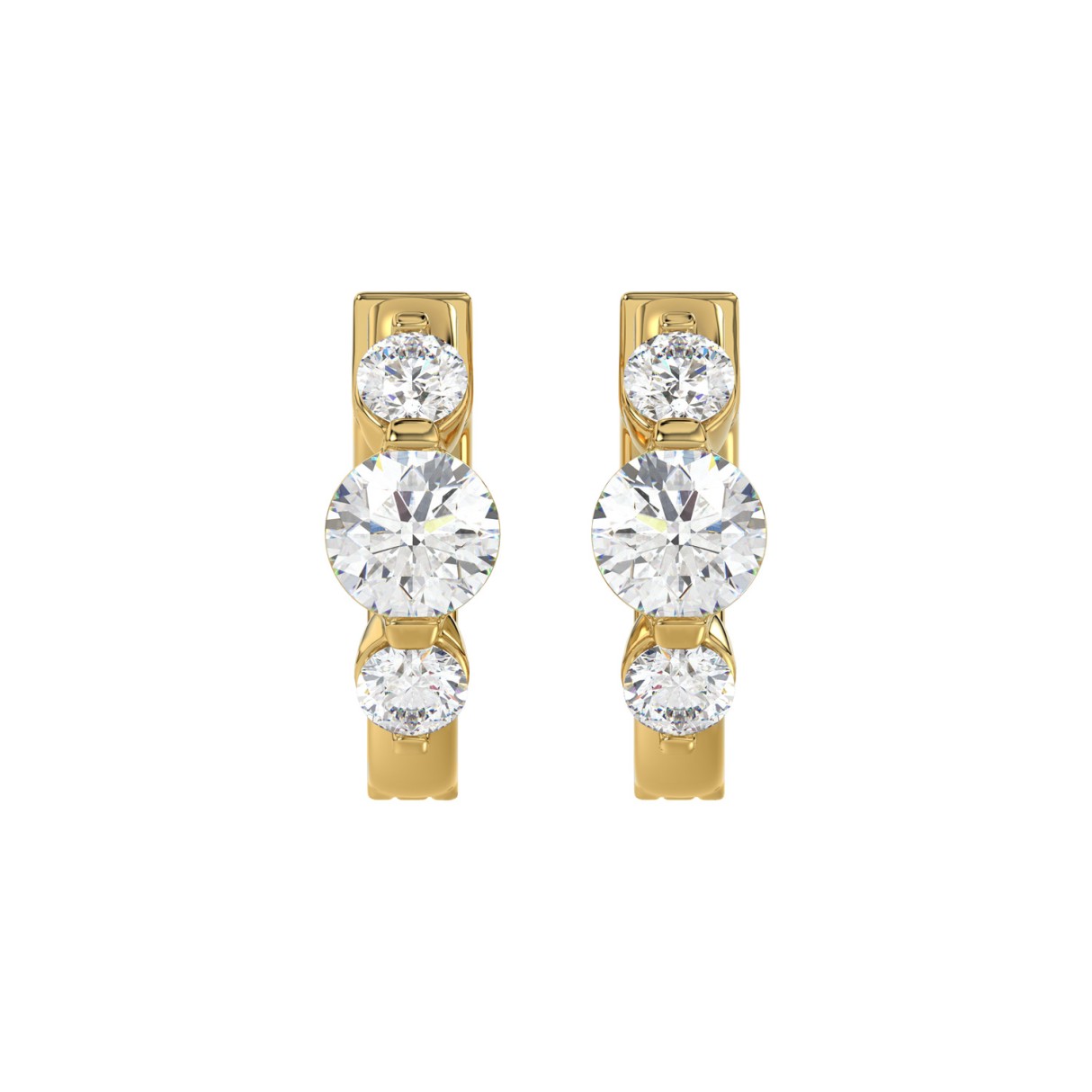 14K YELLOW GOLD 1.00CT ROUND DIAMOND LADIES HOOPS ...