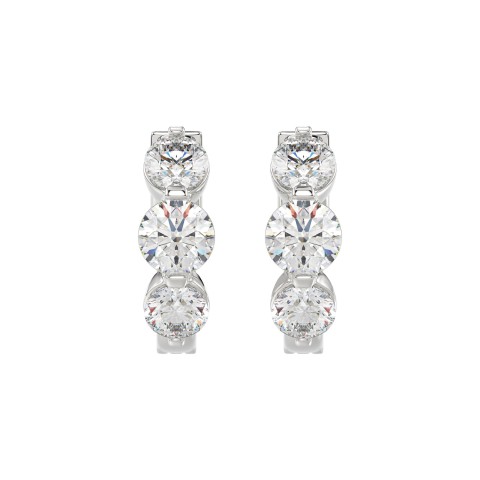 14K WHITE GOLD 1 1/2CT ROUND DIAMOND LADIES HOOPS EARRINGS