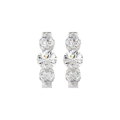 14K WHITE GOLD 4.00CT ROUND DIAMOND LADIES HOOPS EARRINGS