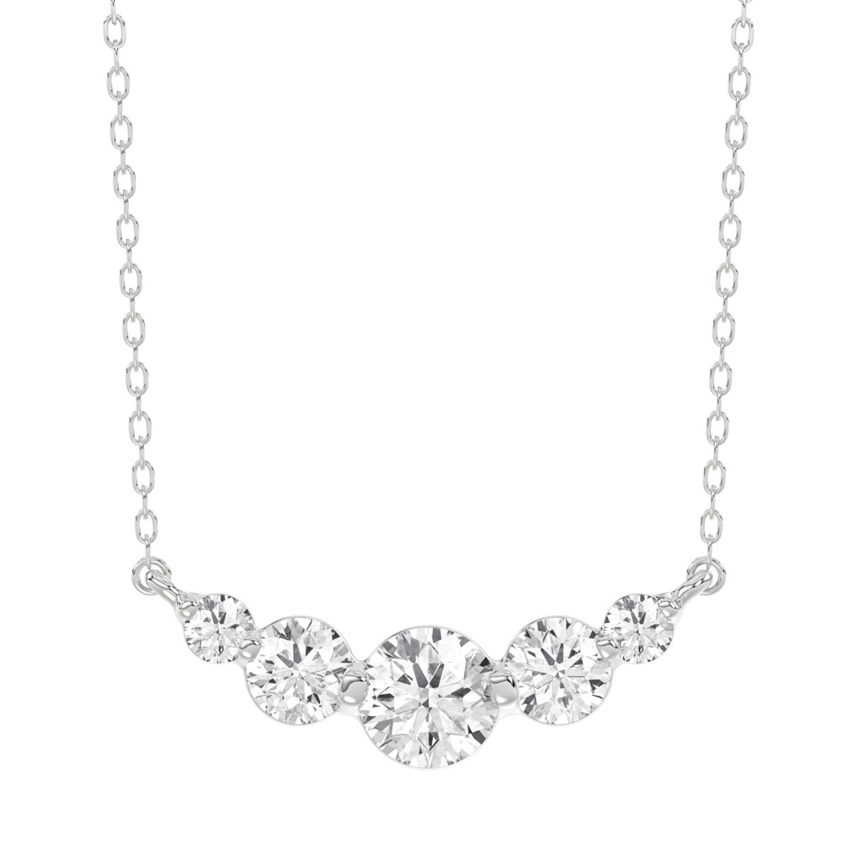 14K WHITE GOLD 1/2CT ROUND DIAMOND LADIES NECKLACE