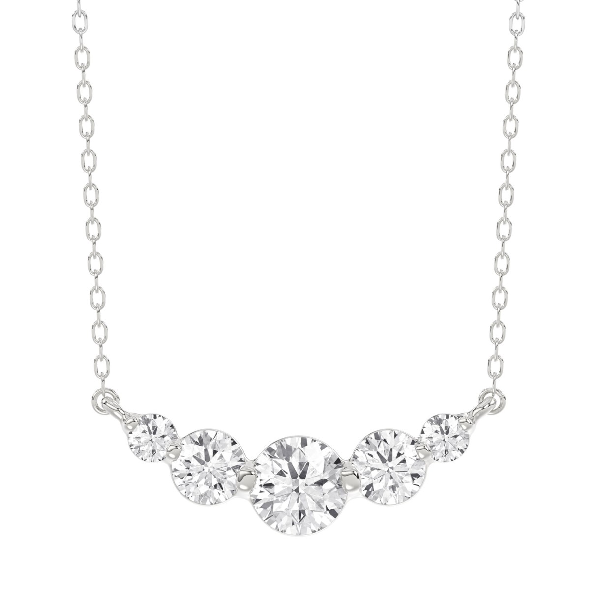 14K WHITE GOLD 1/2CT ROUND DIAMOND LADIES NECKLACE...
