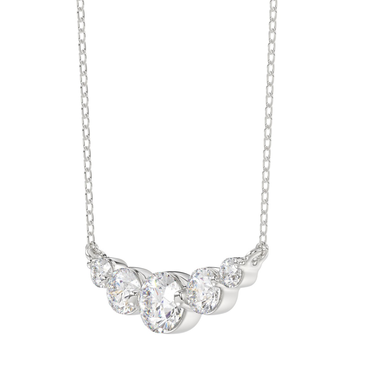 14K WHITE GOLD 1/2CT ROUND DIAMOND LADIES NECKLACE