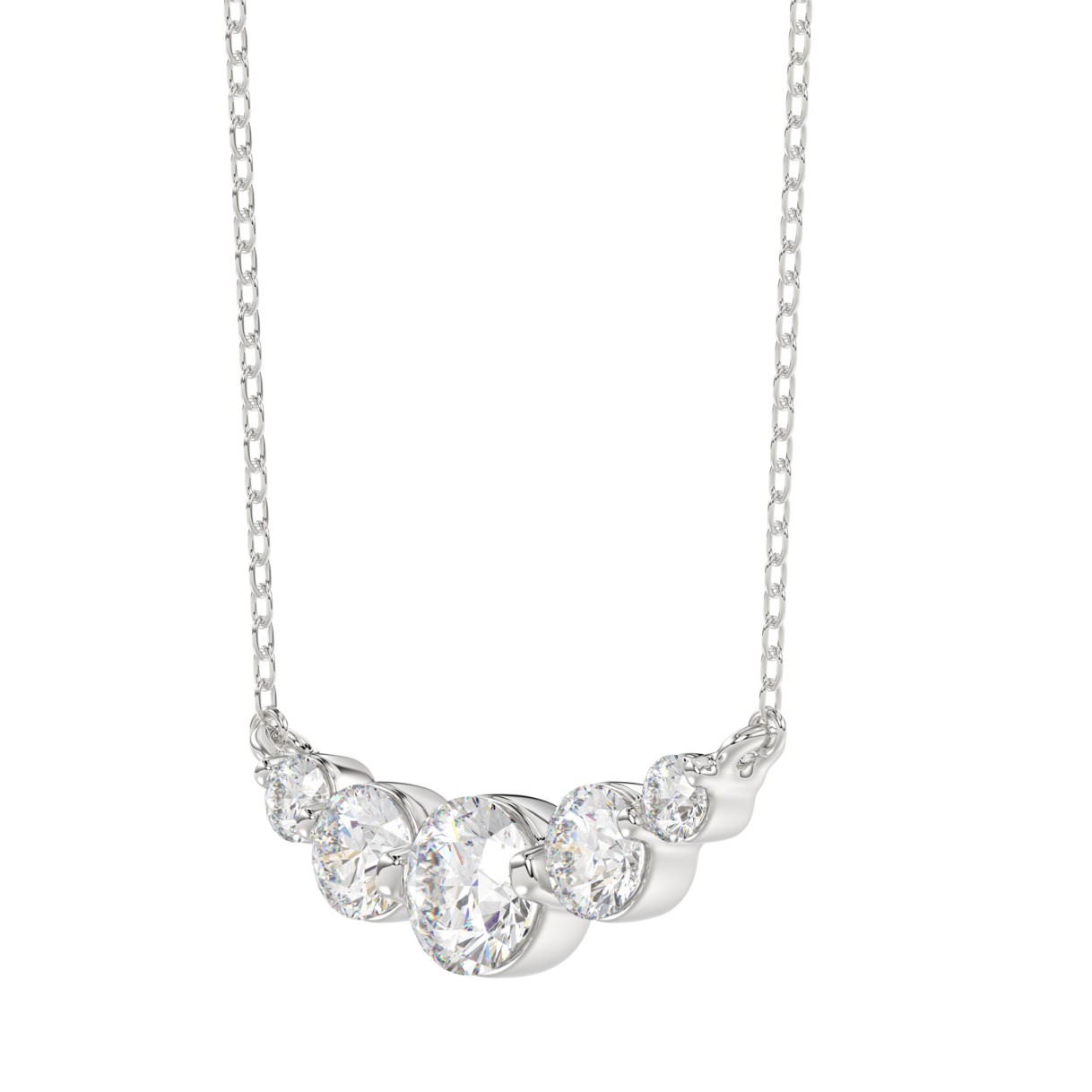 14K WHITE GOLD 1/2CT ROUND DIAMOND LADIES NECKLACE