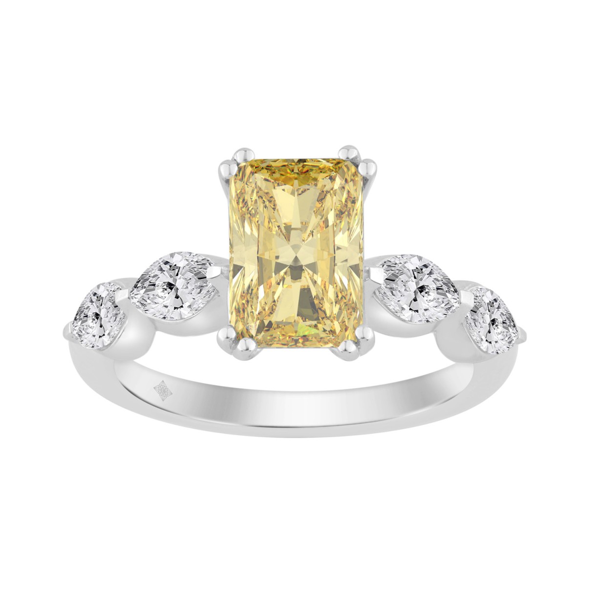14K WHITE GOLD 3.00CT YELLOW RADIANT/OVAL DIAMOND ...