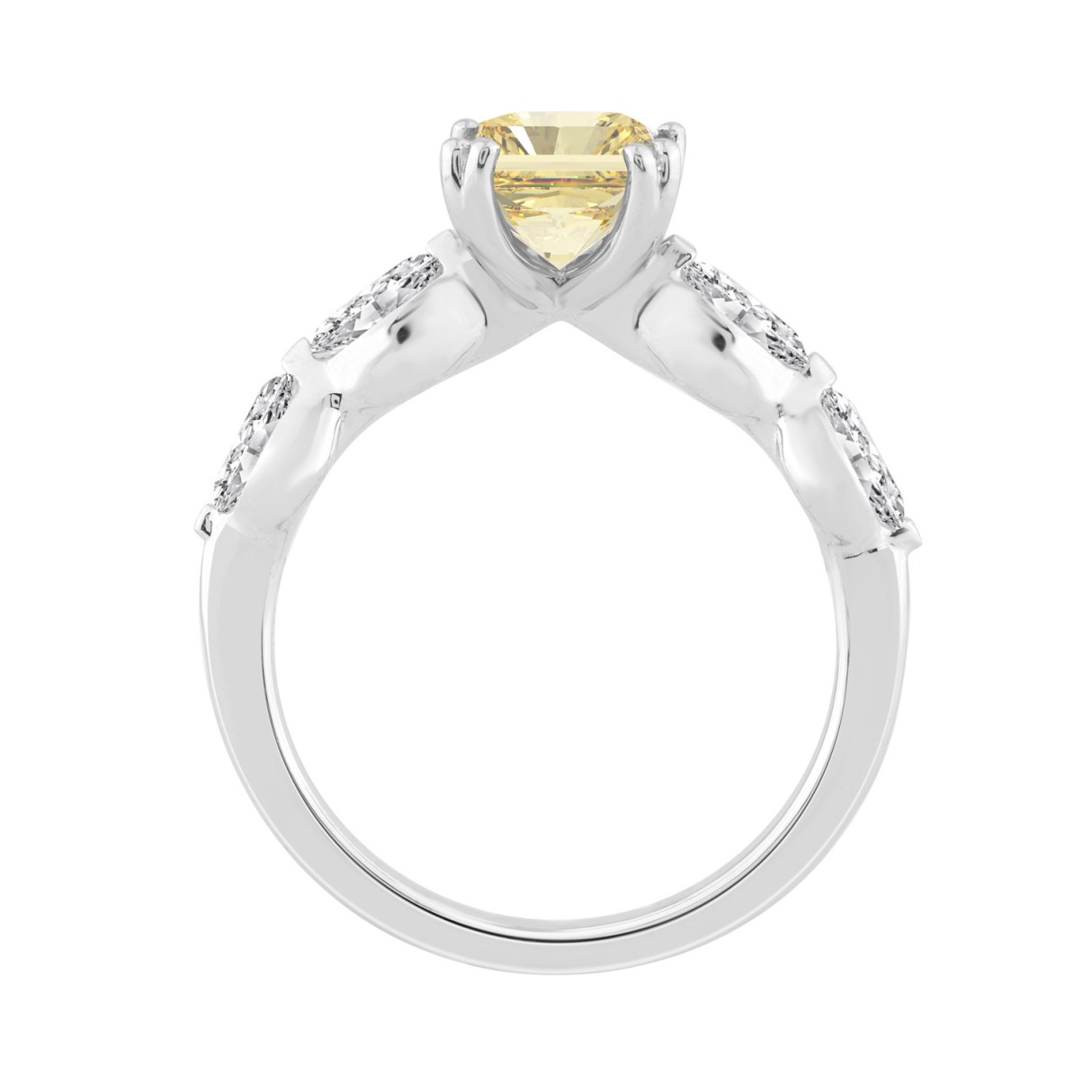 14K WHITE GOLD 3.00CT YELLOW RADIANT/OVAL DIAMOND LADIES RING (CENTER STONE YELLOW RADIANT DIAMOND 5.00CT)