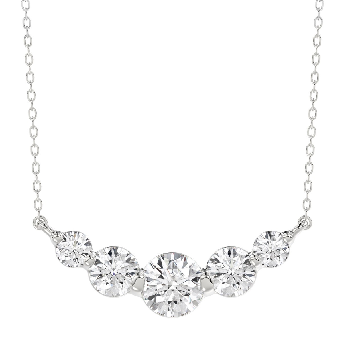 14K WHITE GOLD 1.00CT ROUND DIAMOND LADIES NECKLACE