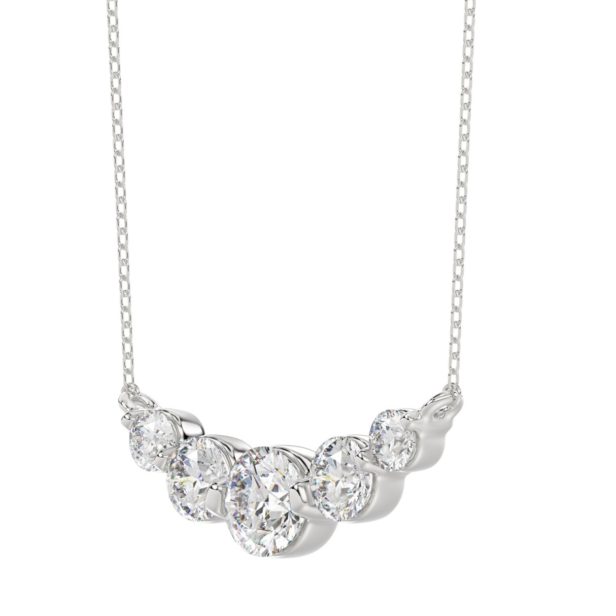 14K WHITE GOLD 1.00CT ROUND DIAMOND LADIES NECKLACE