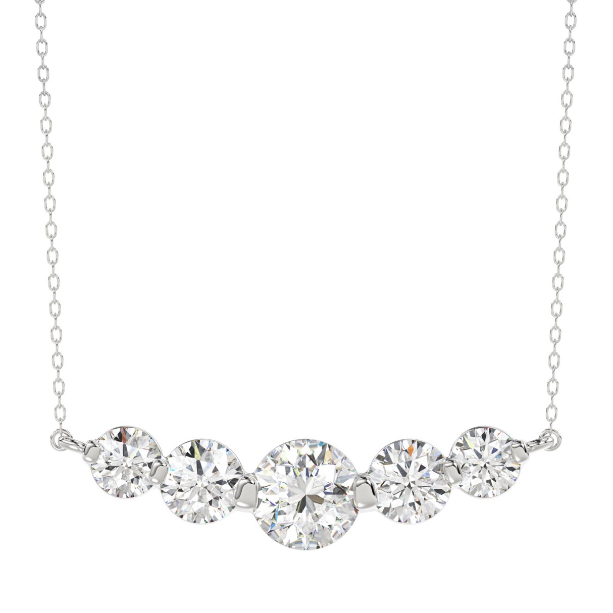 14K WHITE GOLD 1 3/4CT ROUND DIAMOND LADIES NECKLACE