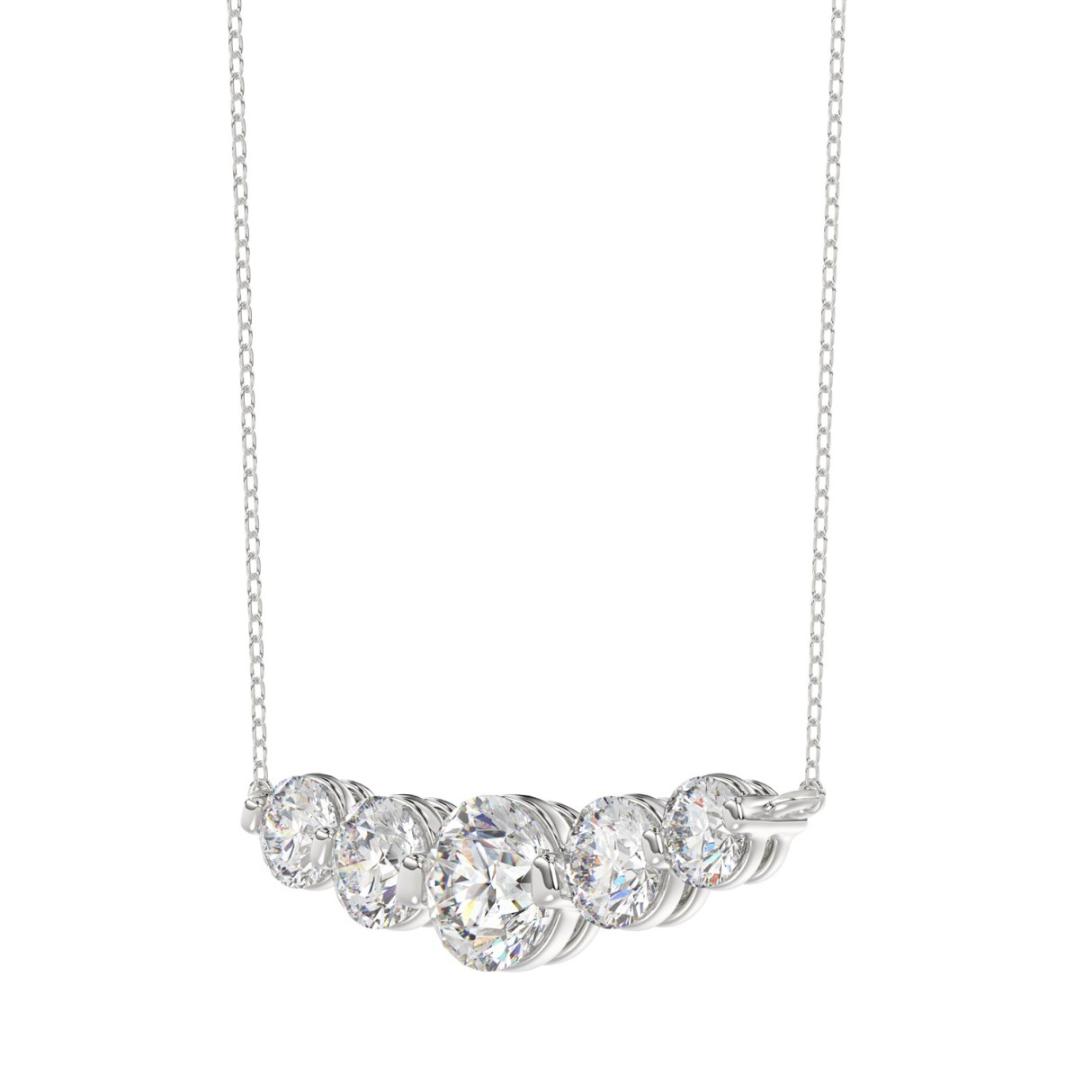 14K WHITE GOLD 1 3/4CT ROUND DIAMOND LADIES NECKLACE
