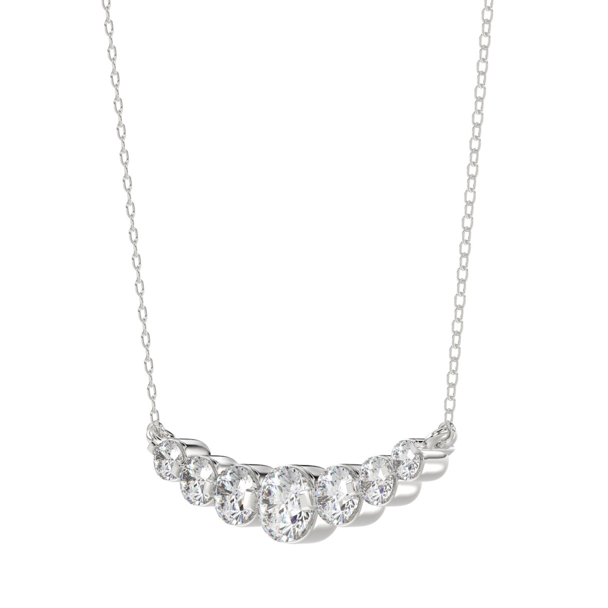 14K WHITE GOLD 1/2CT ROUND DIAMOND LADIES NECKLACE