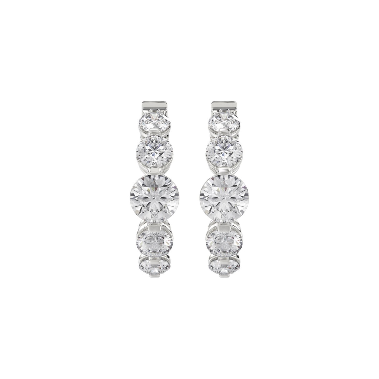 14K WHITE GOLD 3 1/2CT ROUND DIAMOND LADIES HOOPS ...