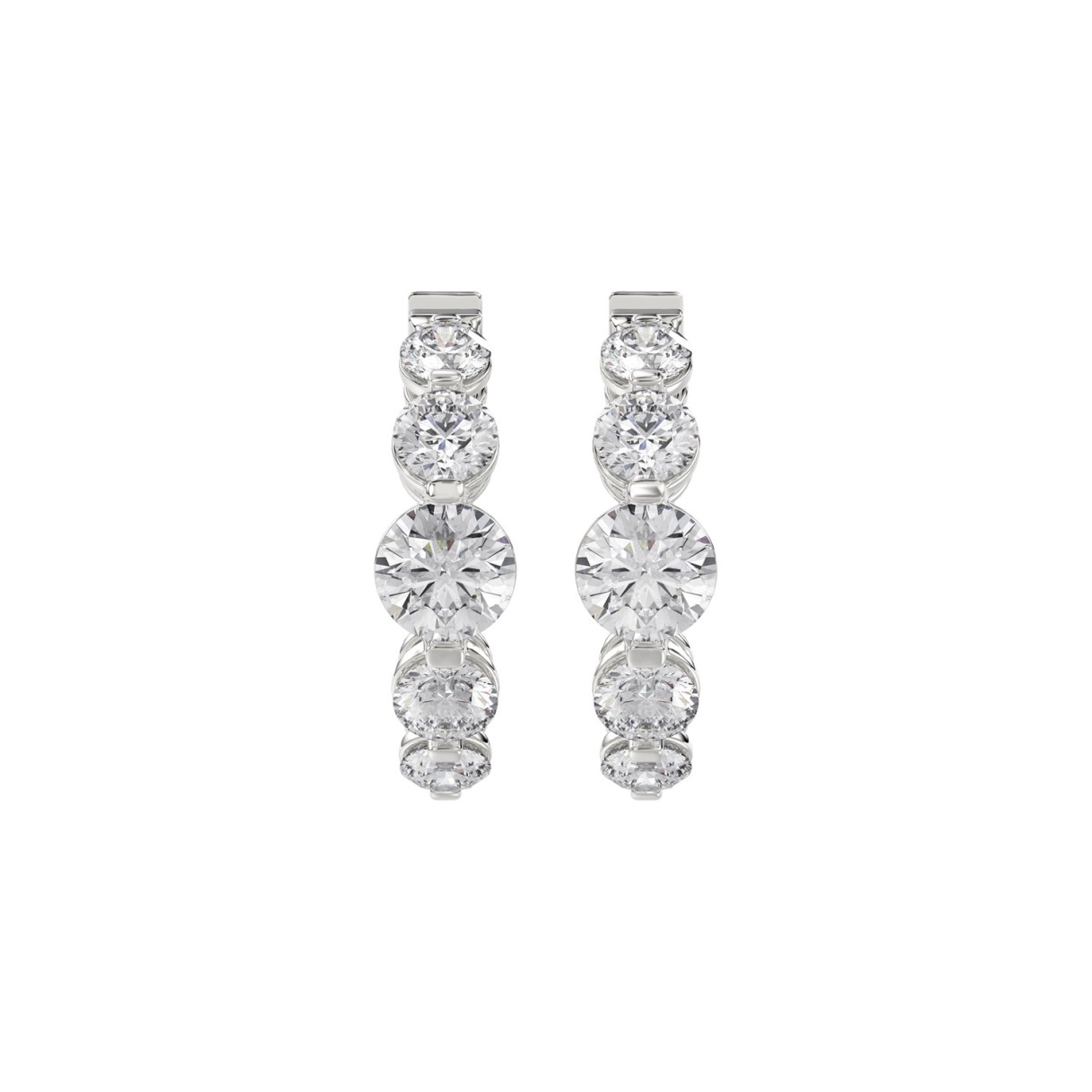 14K WHITE GOLD 3 1/2CT ROUND DIAMOND LADIES HOOPS ...