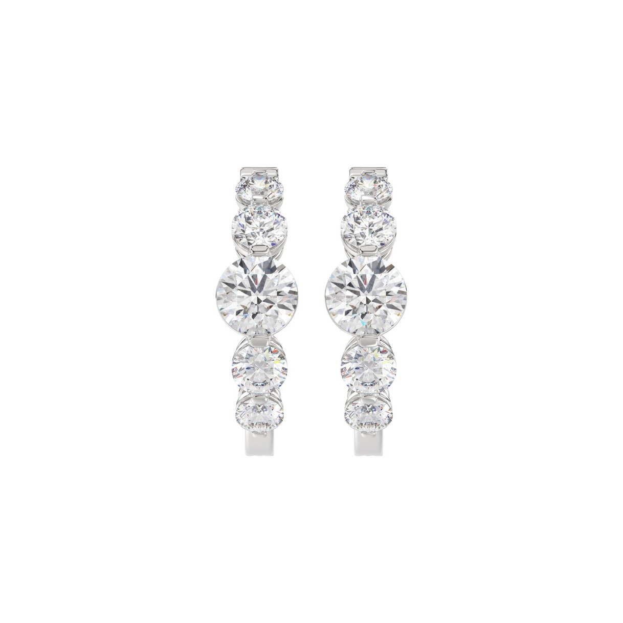 14K WHITE GOLD 4.00CT ROUND DIAMOND LADIES HOOPS E...