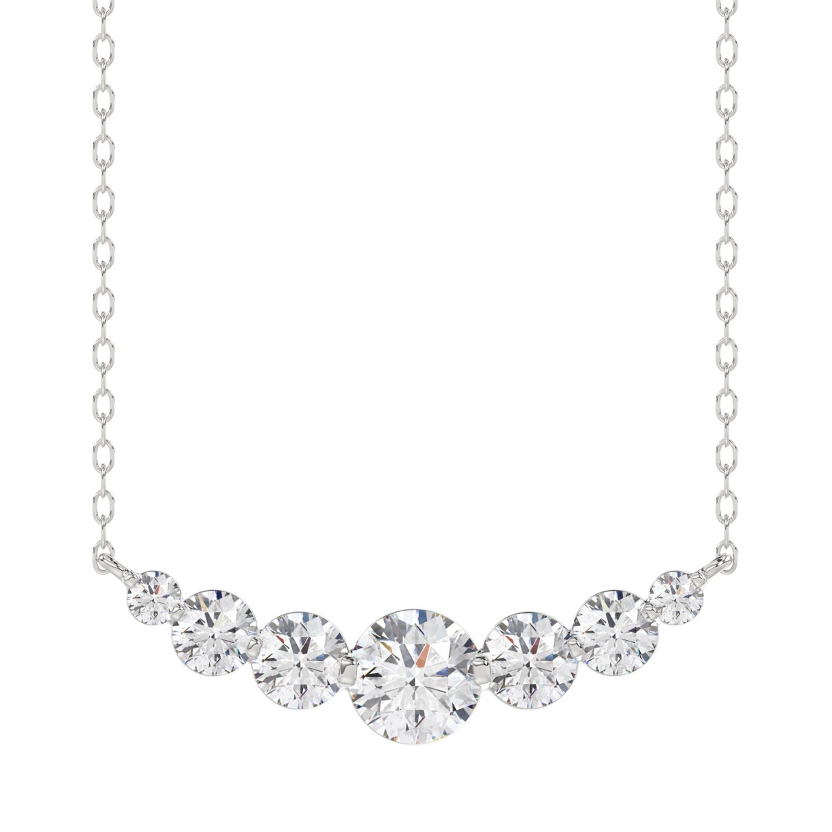 14K WHITE GOLD 1.00CT ROUND DIAMOND LADIES NECKLACE