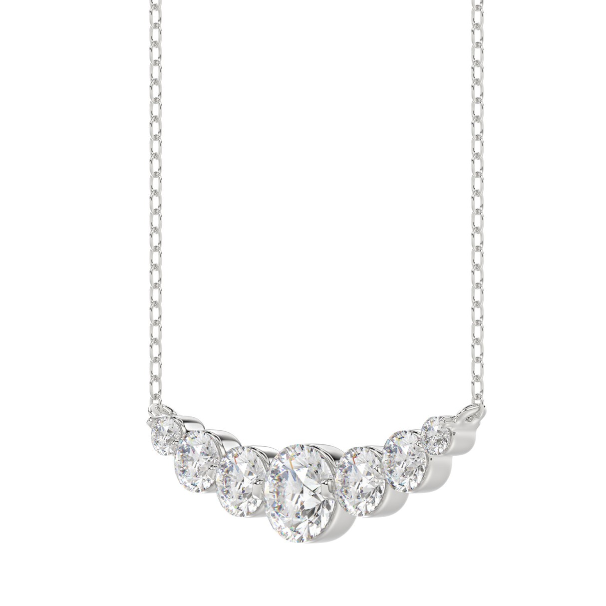 14K WHITE GOLD 1.00CT ROUND DIAMOND LADIES NECKLACE