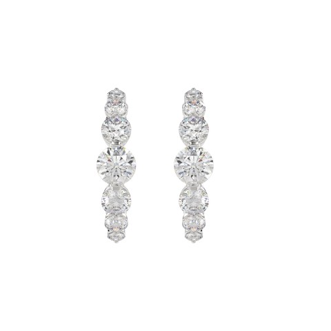 14K WHITE GOLD 2.00CT ROUND DIAMOND LADIES HOOPS EARRINGS