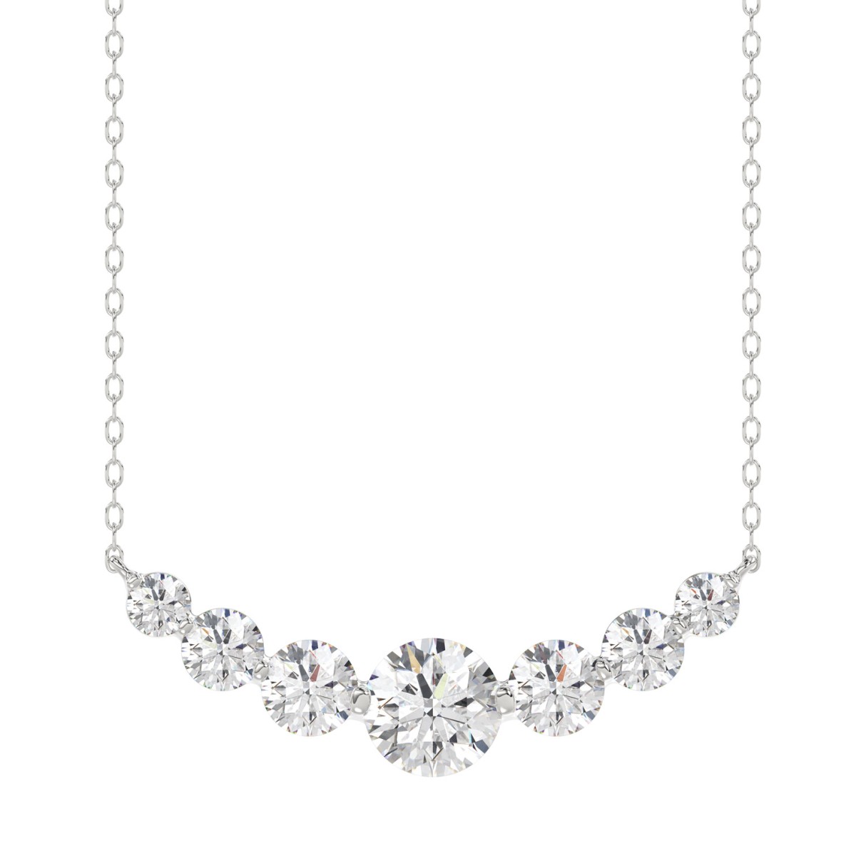 14K WHITE GOLD 1 3/4CT ROUND DIAMOND LADIES NECKLACE