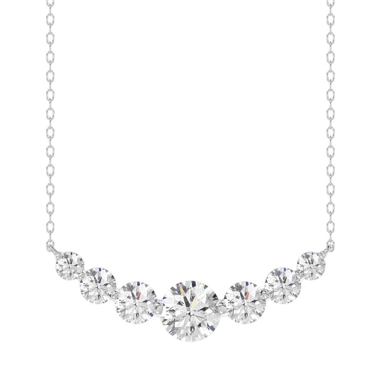 14K WHITE GOLD 1 3/4CT ROUND DIAMOND LADIES NECKLACE