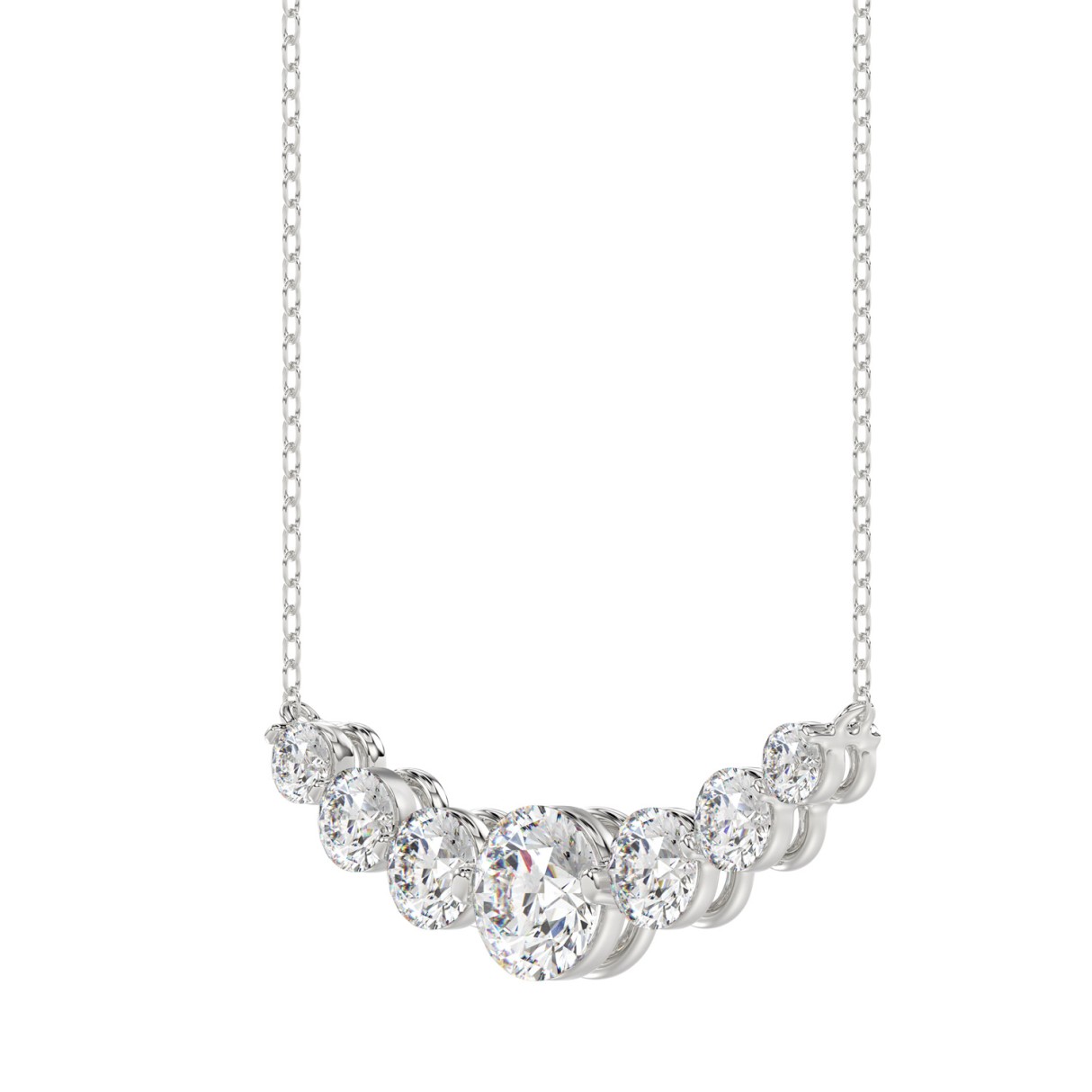 14K WHITE GOLD 1 3/4CT ROUND DIAMOND LADIES NECKLACE